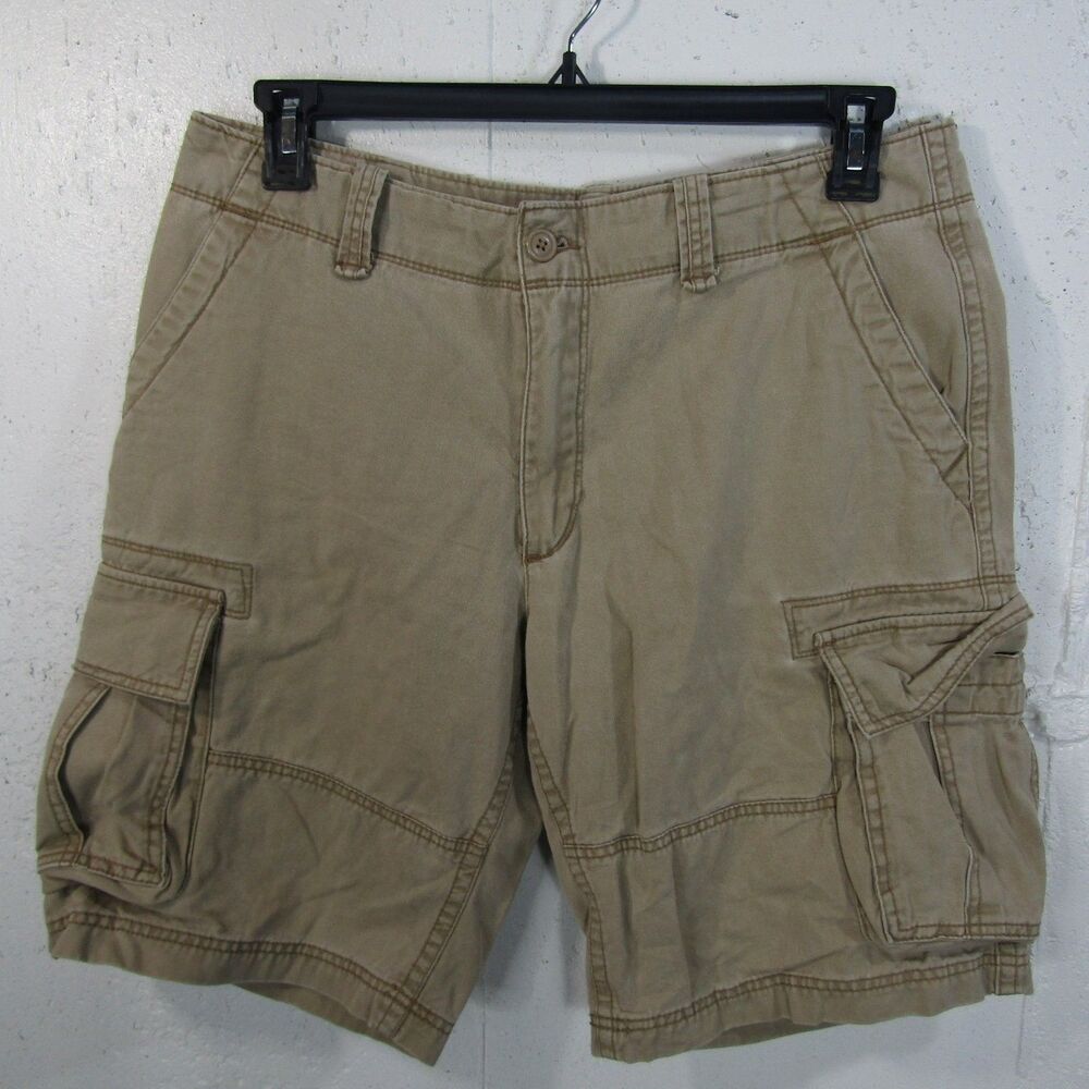 Old Navy Men's Size 34 Khaki Cargo Shorts 100% Cotton Flat Front Casual